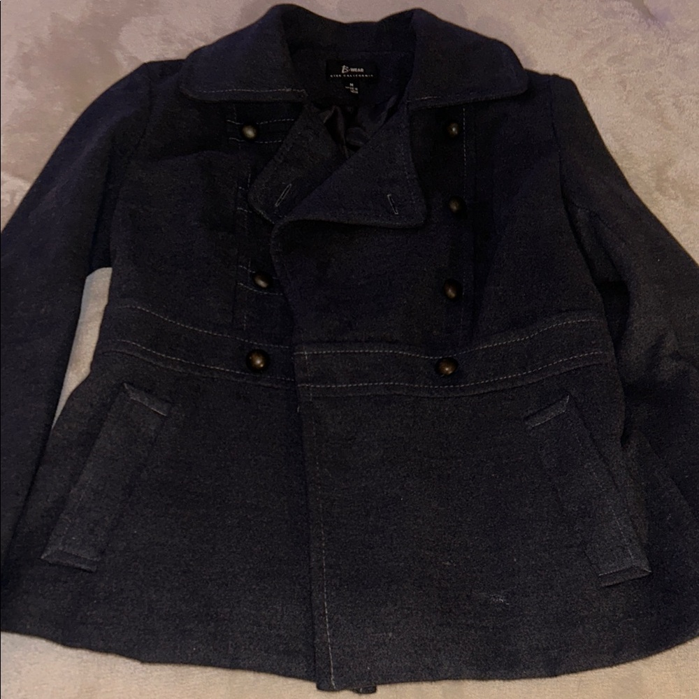 Dark Gray Double-Breasted Wool Pea Coat